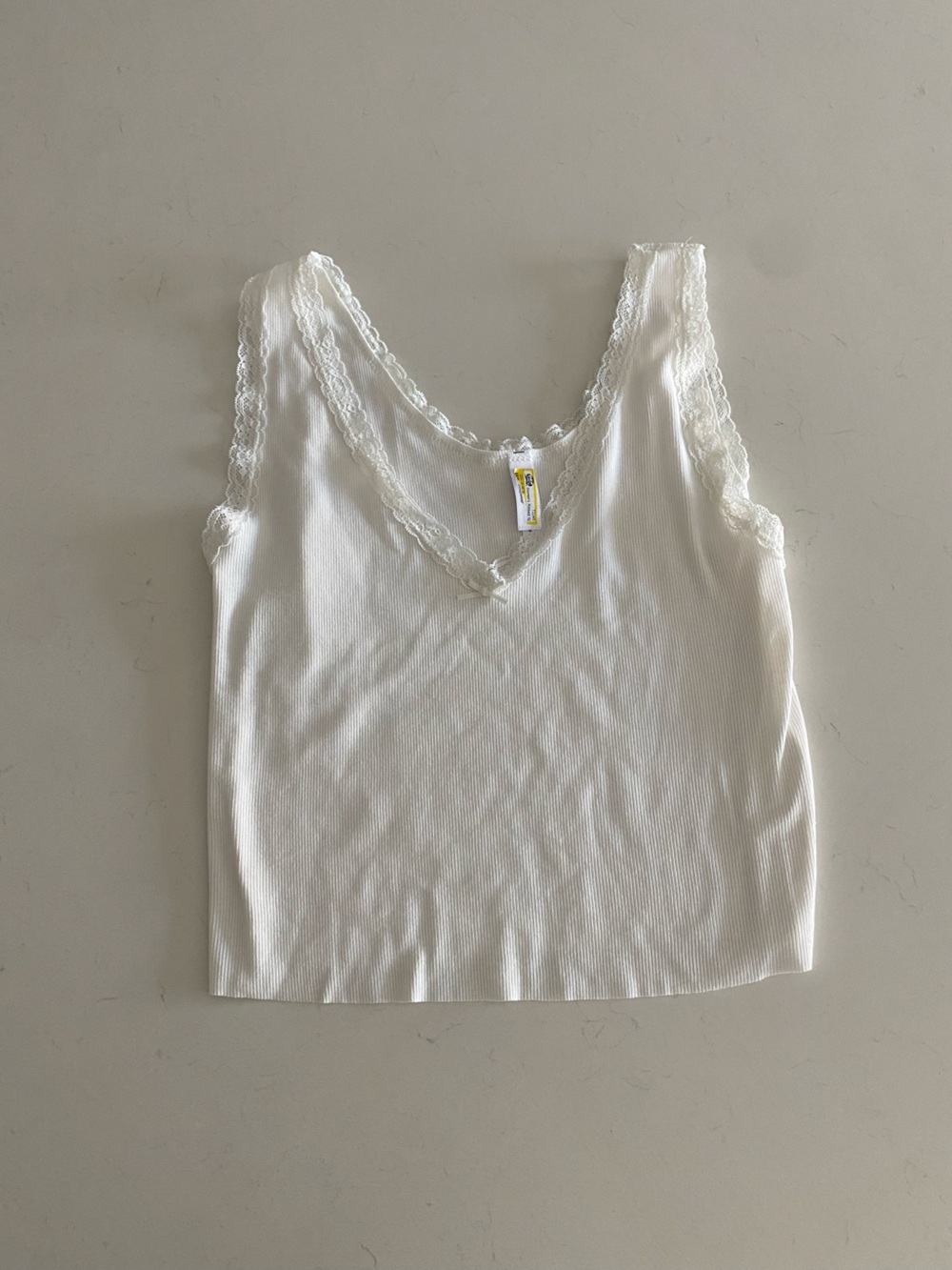 wild fable White Lace-Trim Ribbed V-Neck Tank